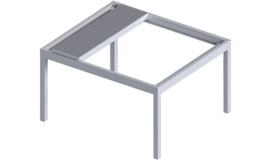 Moderner Tisch mit integriertem Lamellensystem