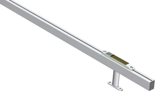 Detailansicht eines Schienensystems mit Sensor